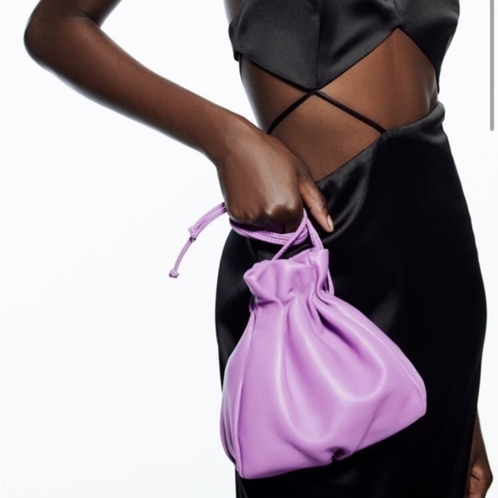 Zara Lilac Drawstring Pouch Bag